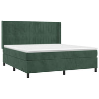 Letto a Molle con Materasso e LED Verde Scuro 160x200cm Velluto 3139694