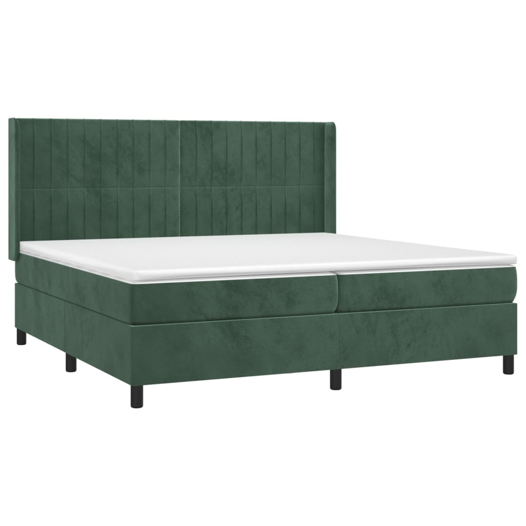 Letto a Molle con Materasso e LED Verde Scuro 200x200cm Velluto cod mxl 57265