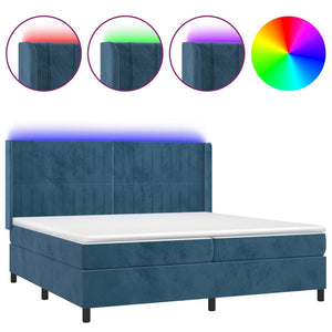 Letto a Molle con Materasso e LED Blu Scuro 200x200 cm cod mxl 55275