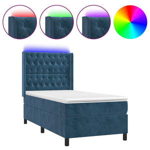 Letto a Molle con Materasso e LED Blu Scuro 80x200cm in Velluto cod mxl 58670