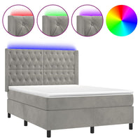 Letto a Molle Materasso e LED Grigio Chiaro 140x200 cm Vellutocod mxl 123421