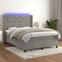 Letto a Molle Materasso e LED Grigio Chiaro 140x200 cm Vellutocod mxl 123421