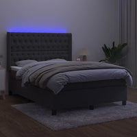 Letto a Molle con Materasso e LED Grigio Scuro 140x200 cm 3139746