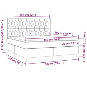 Letto a Molle con Materasso e LED Verde Scuro 180x200cm Velluto 3139760