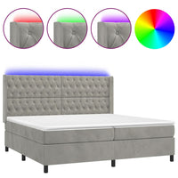 Letto a Molle Materasso e LED Grigio Chiaro 200x200 cm Velluto cod mxl 61622