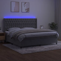 Letto a Molle Materasso e LED Grigio Chiaro 200x200 cm Velluto cod mxl 61622