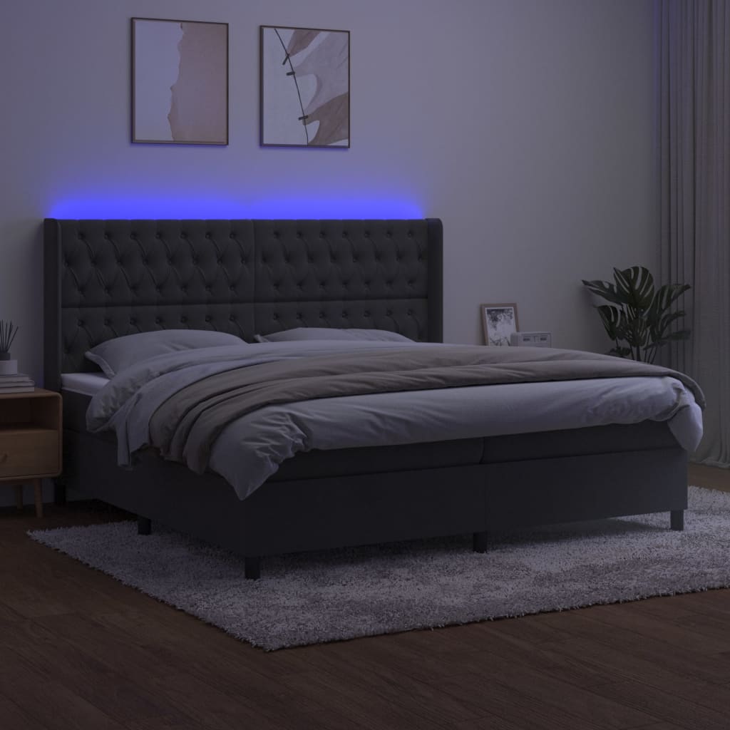 Letto a Molle con Materasso e LED Grigio Scuro 200x200 cm cod mxl 61775