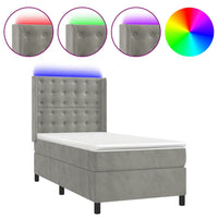 Letto a Molle Materasso e LED Grigio Chiaro 80x200 cm Velluto 3139769