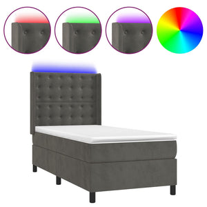 Letto a Molle con Materasso e LED Grigio Scuro 80x200cm Velluto cod mxl 57739