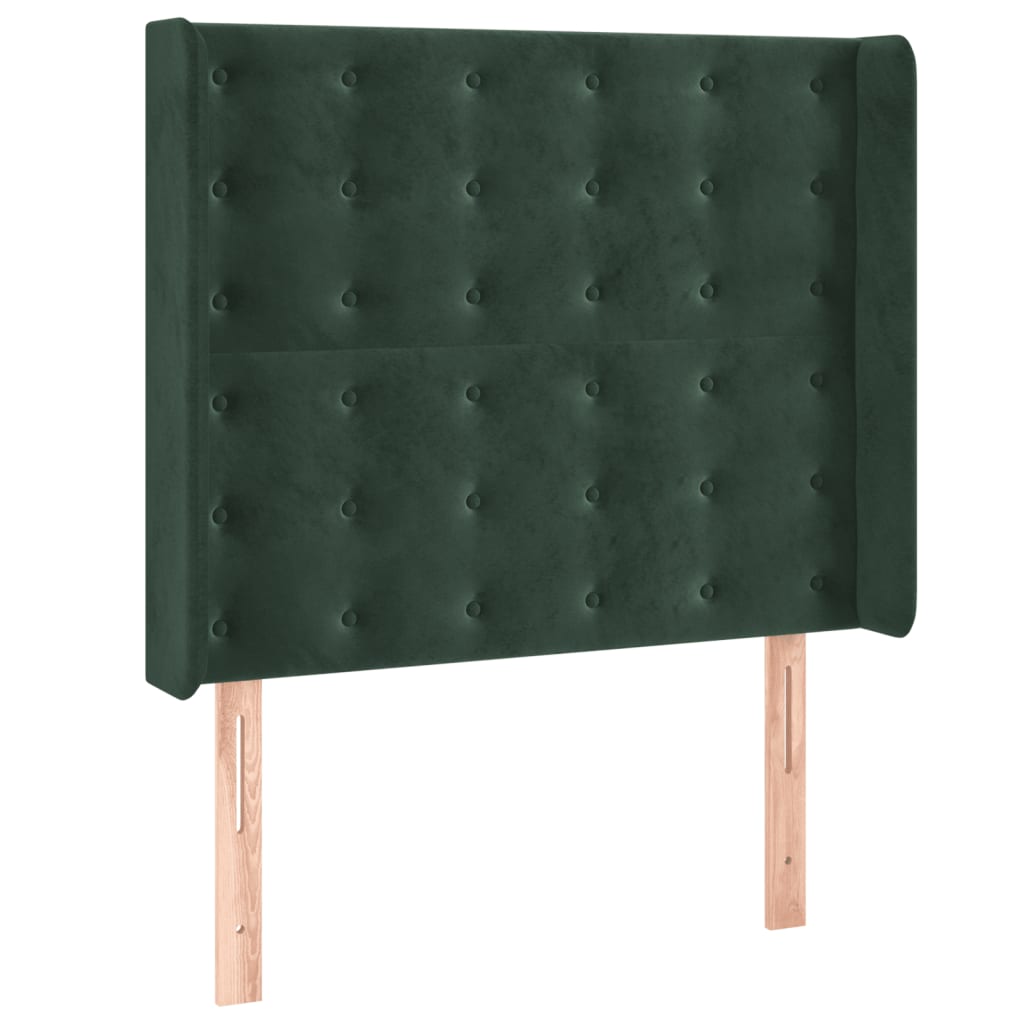 Letto a Molle con Materasso e LED Verde Scuro 80x200cm Velluto 3139772