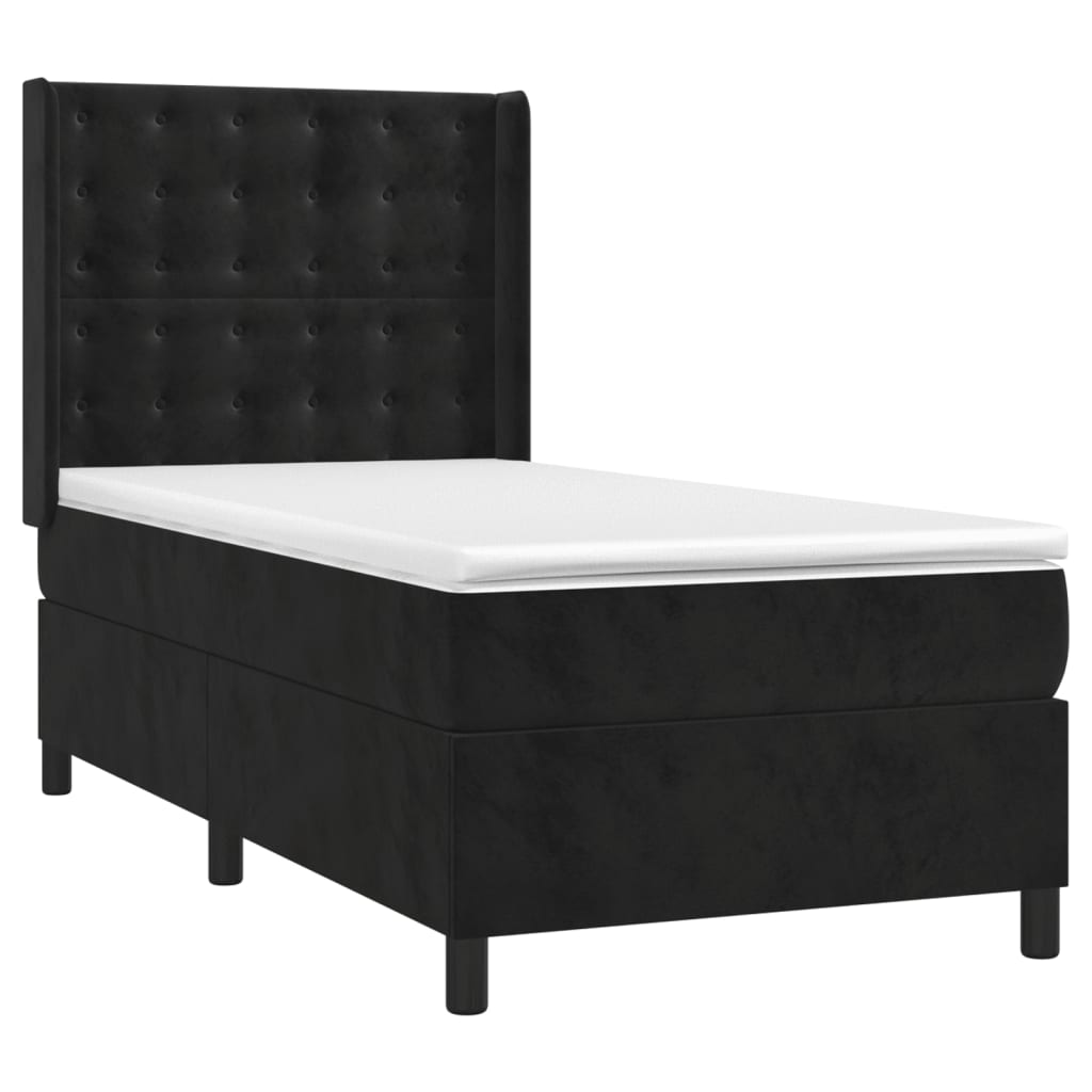 Letto a Molle con Materasso e LED Nero 90x190 cm in Velluto 3139777