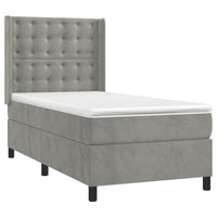 Letto a Molle Materasso e LED Grigio Chiaro 90x200 cm Velluto 3139781