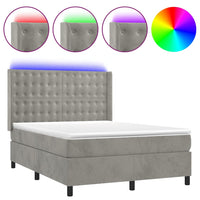 Letto a Molle Materasso e LED Grigio Chiaro 140x200 cm Vellutocod mxl 75489