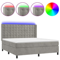 Letto a Molle Materasso e LED Grigio Chiaro 160x200 cm Vellutocod mxl 75483