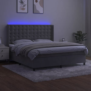 Letto a Molle Materasso e LED Grigio Chiaro 180x200 cm Velluto 3139817