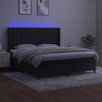 Letto a Molle con Materasso e LED Nero 180x200 cm in Velluto 3139819