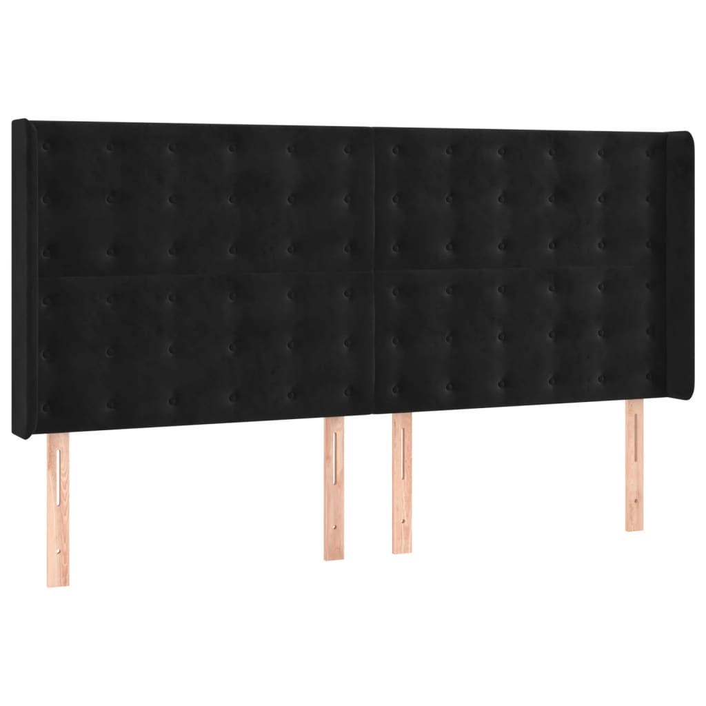 Letto a Molle con Materasso e LED Nero 180x200 cm in Velluto 3139819