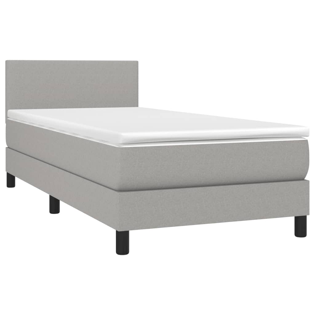 Letto a Molle Materasso e LED Grigio Chiaro 80x200 cm Tessuto cod mxl 37143