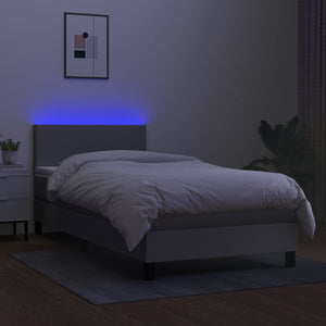 Letto a Molle Materasso e LED Grigio Chiaro 80x200 cm Tessuto cod mxl 37143