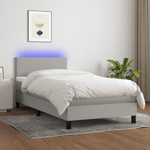 Letto a Molle Materasso e LED Grigio Chiaro 80x200 cm Tessuto cod mxl 37143