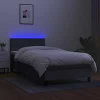 Letto a Molle Materasso e LED Grigio Scuro 80x200 cm in Tessuto 3132950