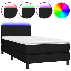 Letto a Molle con Materasso e LED Nero 80x200 cm in Tessuto cod mxl 46660