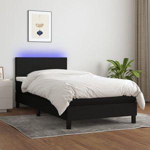 Letto a Molle con Materasso e LED Nero 80x200 cm in Tessuto cod mxl 46660