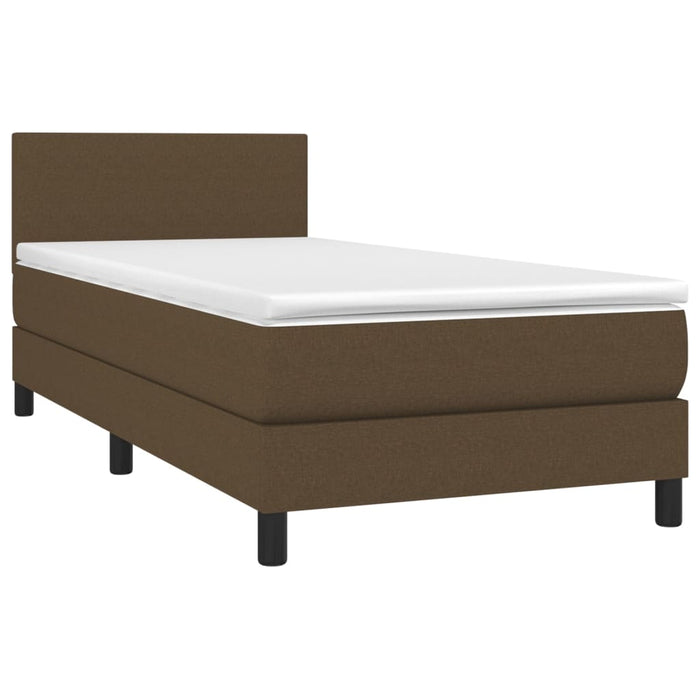 Letto a Molle Materasso e LED Marrone Scuro 80x200cm in Tessuto cod mxl 34843