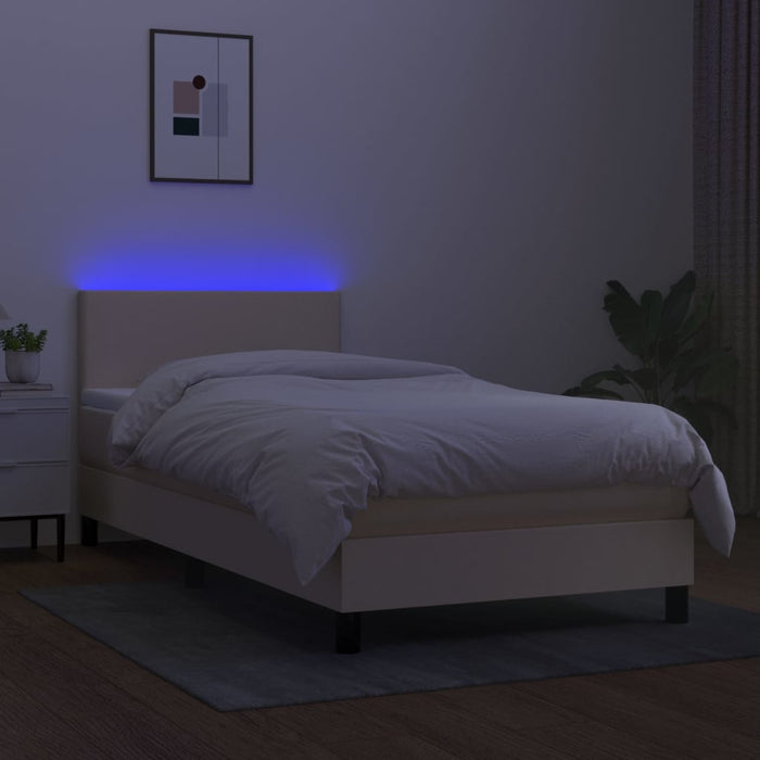 Letto a Molle con Materasso e LED Crema 80x200 cm in Tessuto cod mxl 58878