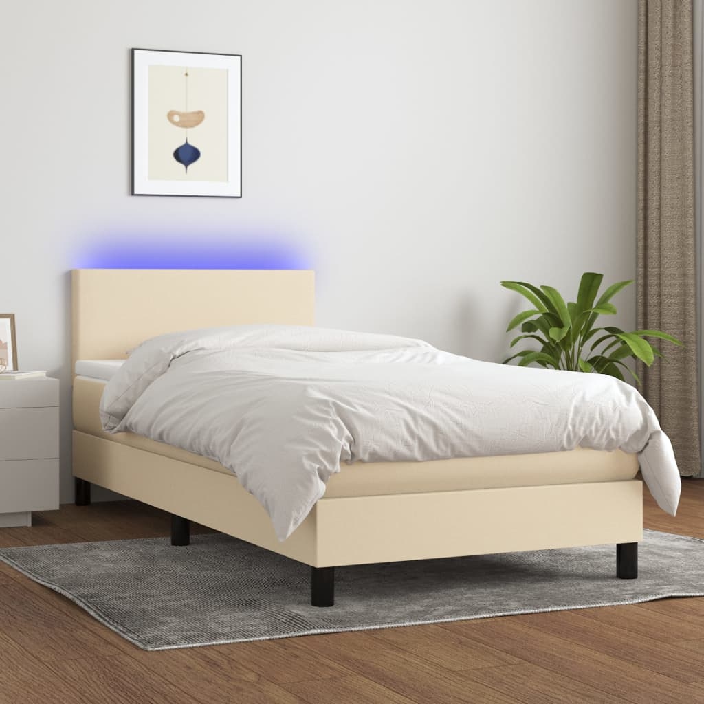 Letto a Molle con Materasso e LED Crema 80x200 cm in Tessuto cod mxl 58878