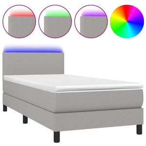 Letto a Molle Materasso e LED Grigio Chiaro 90x190 cm Tessuto 3132957