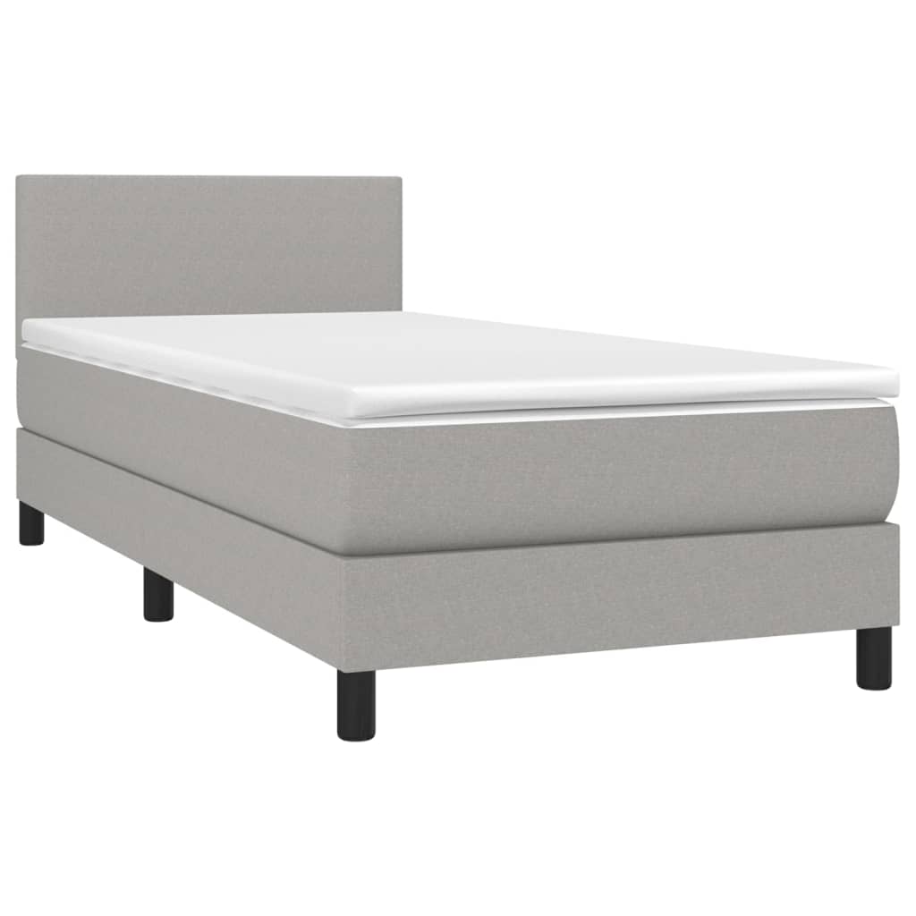 Letto a Molle Materasso e LED Grigio Chiaro 90x190 cm Tessuto 3132957