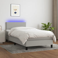 Letto a Molle Materasso e LED Grigio Chiaro 90x190 cm Tessuto 3132957