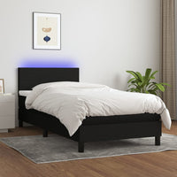 Letto a Molle con Materasso e LED Nero 90x190 cm in Tessuto cod mxl 62927