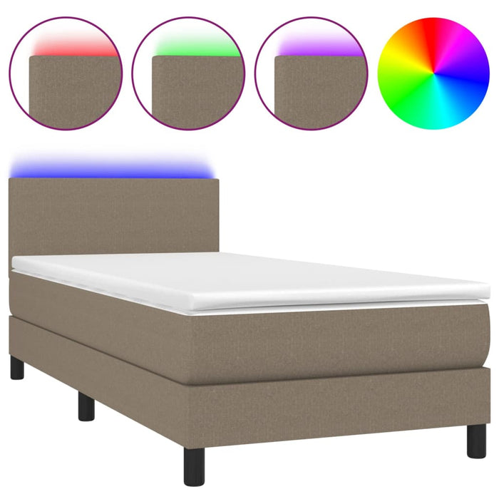 Letto a Molle con Materasso e LED Tortora 90x190 cm in Tessuto cod mxl 33388