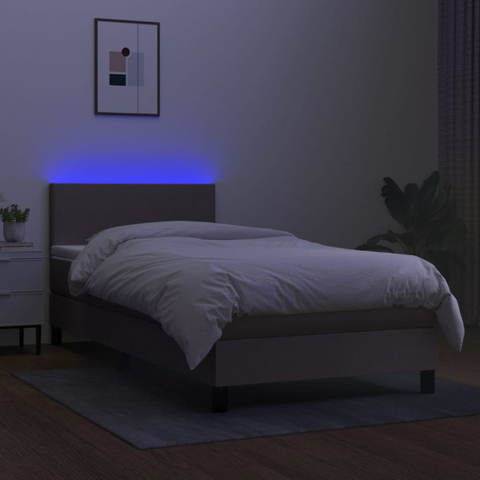 Letto a Molle con Materasso e LED Tortora 90x190 cm in Tessuto cod mxl 33388