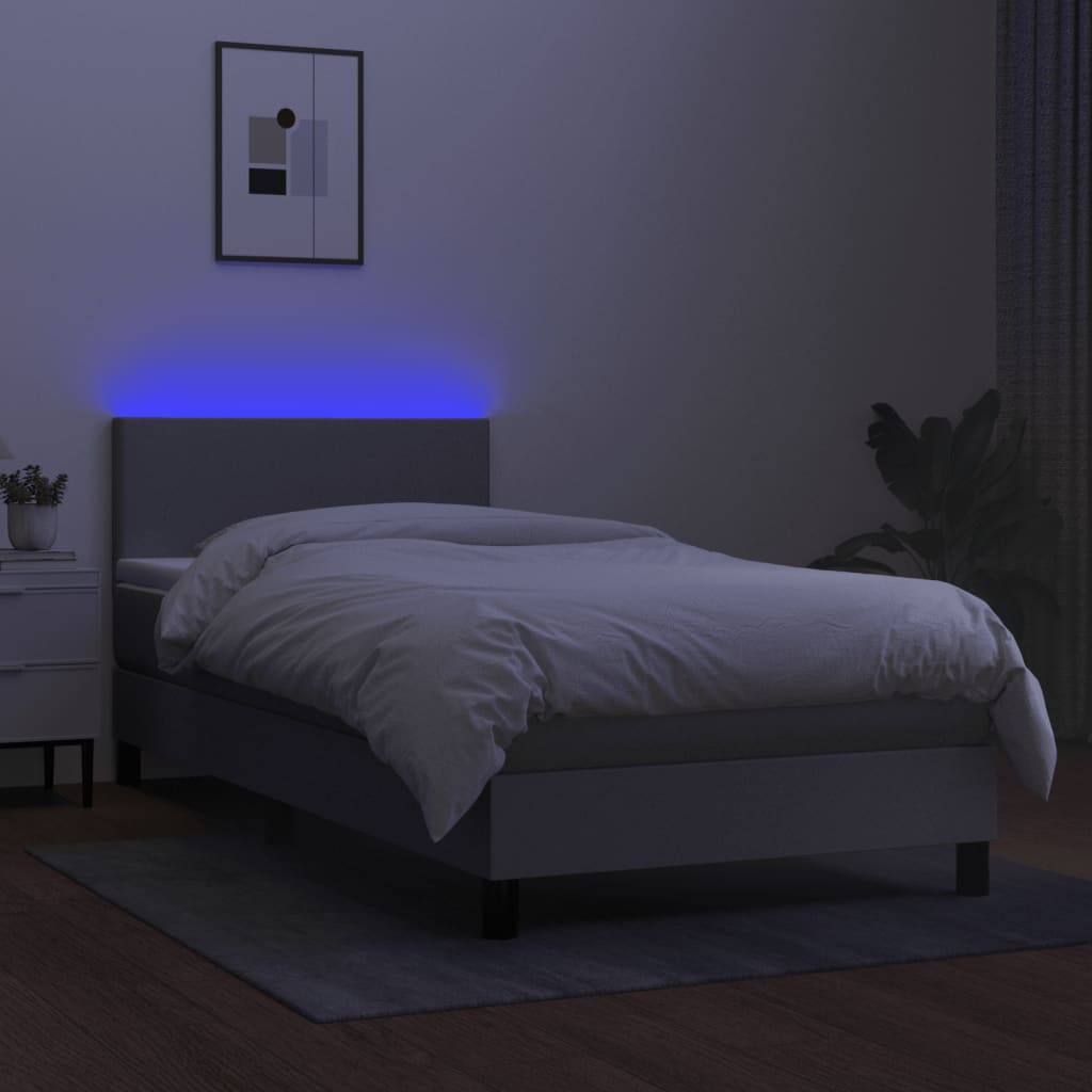 Letto a Molle Materasso e LED Grigio Chiaro 90x200 cm Tessuto cod mxl 65118