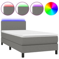 Letto a Molle Materasso e LED Grigio Scuro 90x200 cm in Tessuto cod mxl 40015