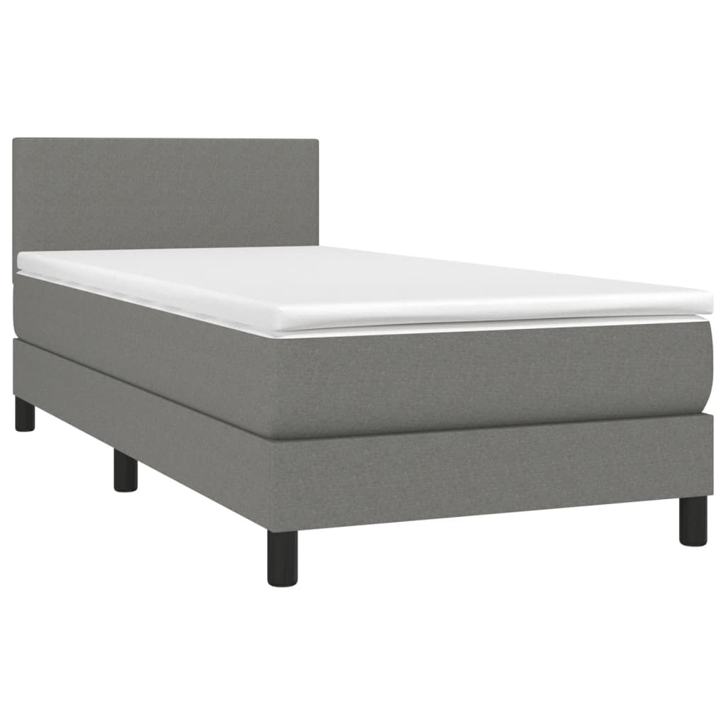 Letto a Molle Materasso e LED Grigio Scuro 90x200 cm in Tessuto cod mxl 40015