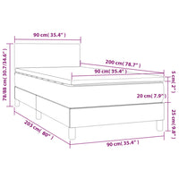 Letto a Molle Materasso e LED Grigio Scuro 90x200 cm in Tessuto 3132966