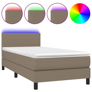 Letto a Molle con Materasso e LED Tortora 90x200 cm in Tessuto 3132969