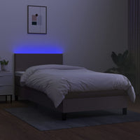 Letto a Molle con Materasso e LED Tortora 90x200 cm in Tessuto 3132969