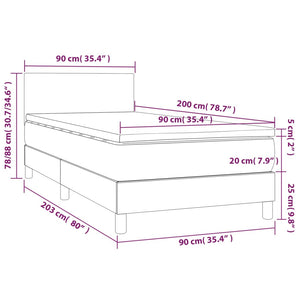 Letto a Molle con Materasso e LED Tortora 90x200 cm in Tessuto cod mxl 33909