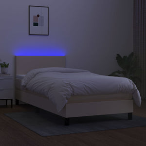 Letto a Molle con Materasso e LED Crema 90x200 cm in Tessuto cod mxl 64793