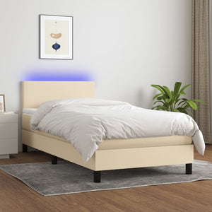 Letto a Molle con Materasso e LED Crema 90x200 cm in Tessuto cod mxl 64793