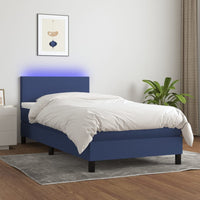 Letto a Molle con Materasso e LED Blu 90x200 cm in Tessuto cod mxl 61426