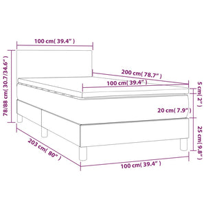 Letto a Molle con Materasso e LED Nero 100x200 cm in Tessuto 3132975