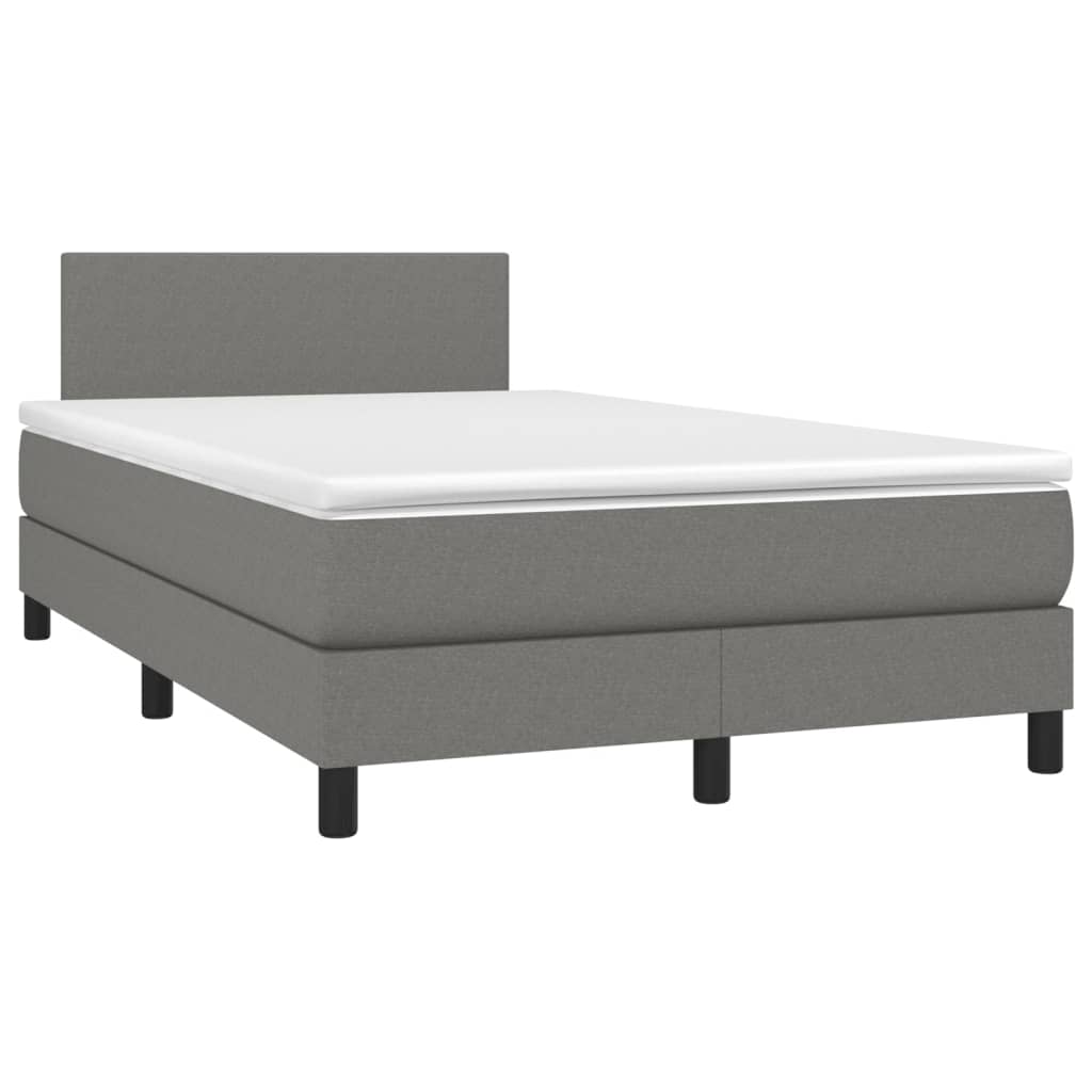 Letto a Molle Materasso e LED Grigio Scuro 120x200cm in Tessuto cod mxl 65252