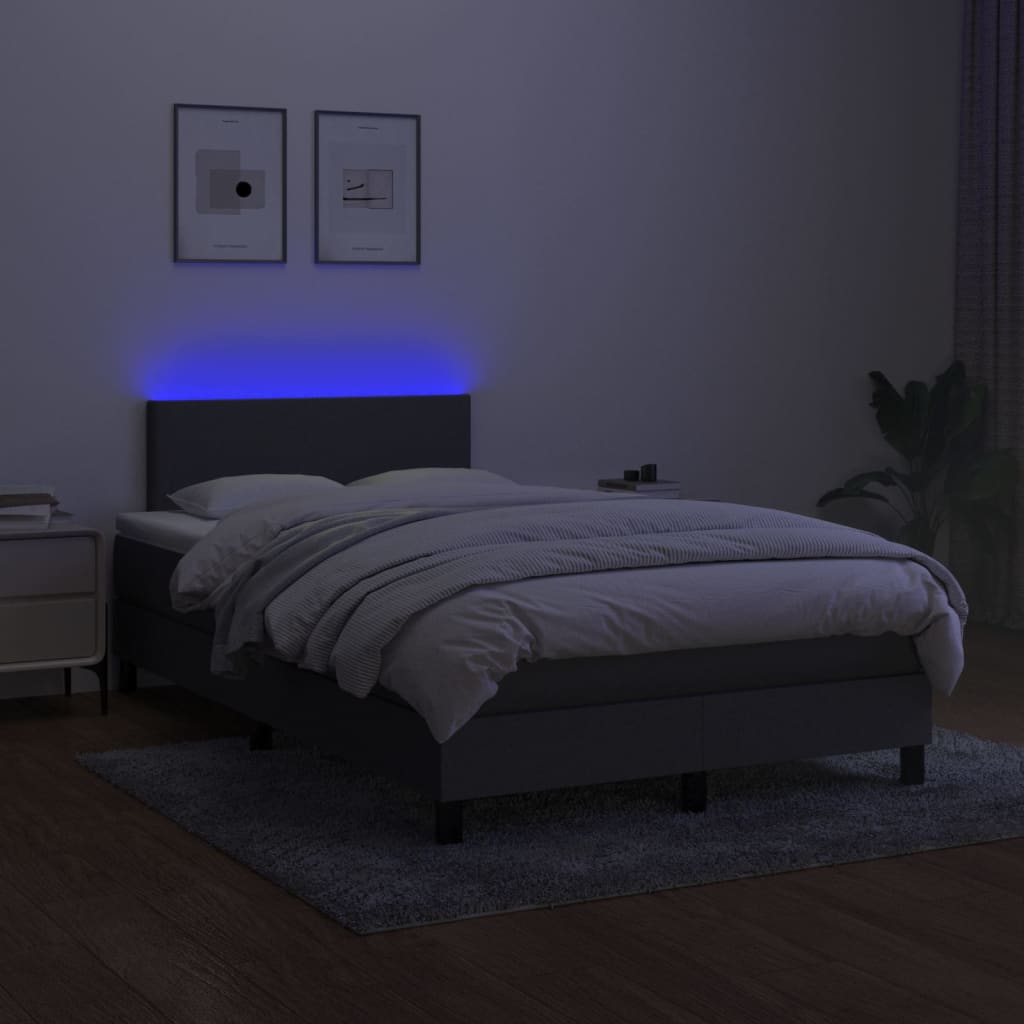 Letto a Molle Materasso e LED Grigio Scuro 120x200cm in Tessuto cod mxl 65252