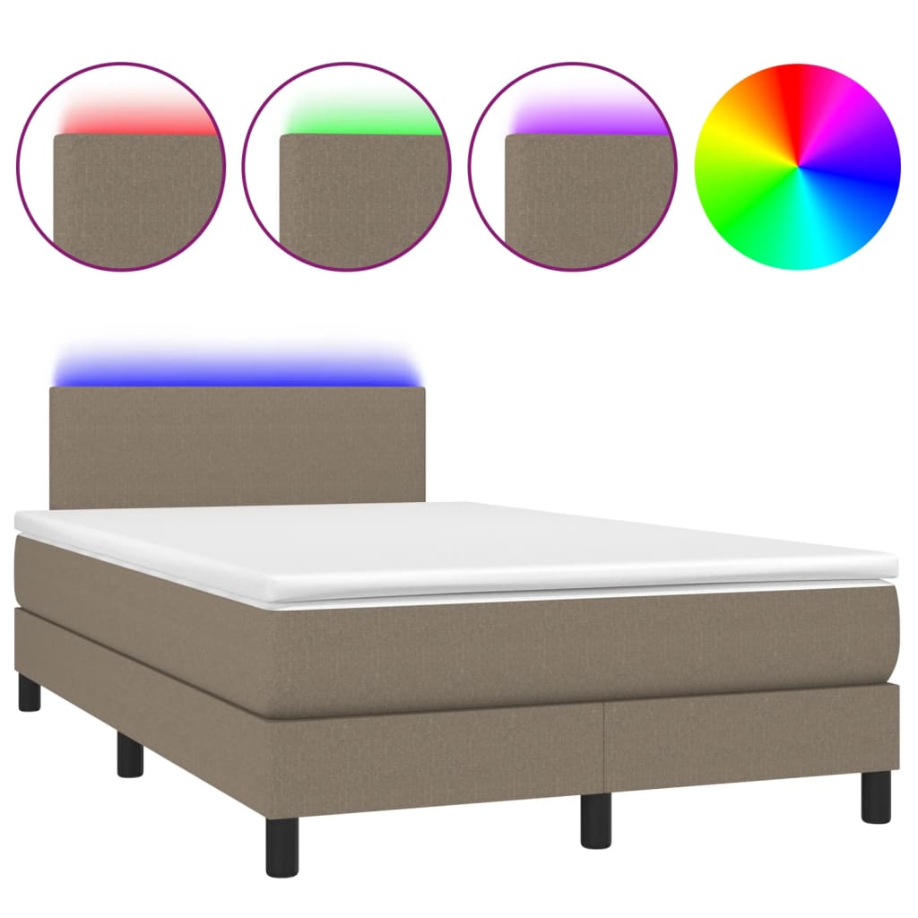 Letto a Molle con Materasso e LED Tortora 120x200cm in Tessuto cod mxl 57721